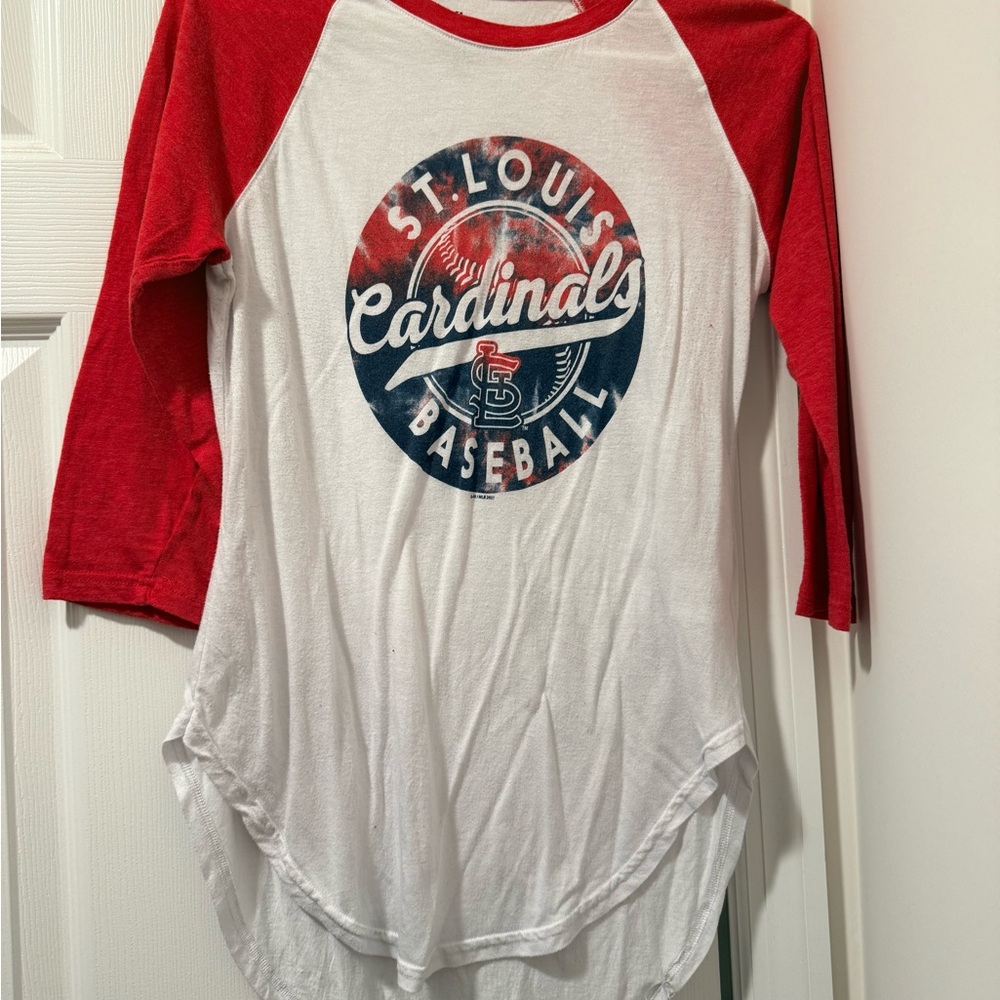 St. Louis Cardinals women’s Red and White Baseball Raglan Tee
